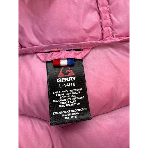 Gerry Girls Gray Heather Puffer Jacket Lightweight Hooded Full Zip Size L 14/16 - Picture 10 of 14